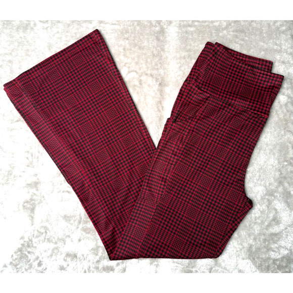 Loft Lou & Grey Red Plaid Flare Leggings Womens Size Large NEW - Picture 1 of 9